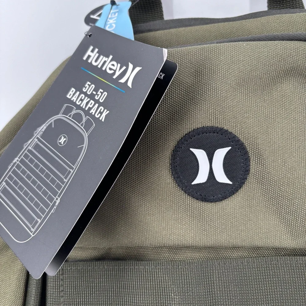 NWT Hurley 50-50 Backpack OS Olive Green Tactical Laptop Sleeve Gorpcore Utility